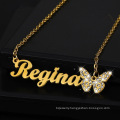 Shangjie OEM Custom stainless steel titanium steel full diamond butterfly necklace beach  mood necklaces